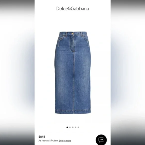 EU44 fits like a 12, Dolce & Gabbana Denim Maxi Skirt w/ Back Slit 100% Cotton - Picture 3 of 14